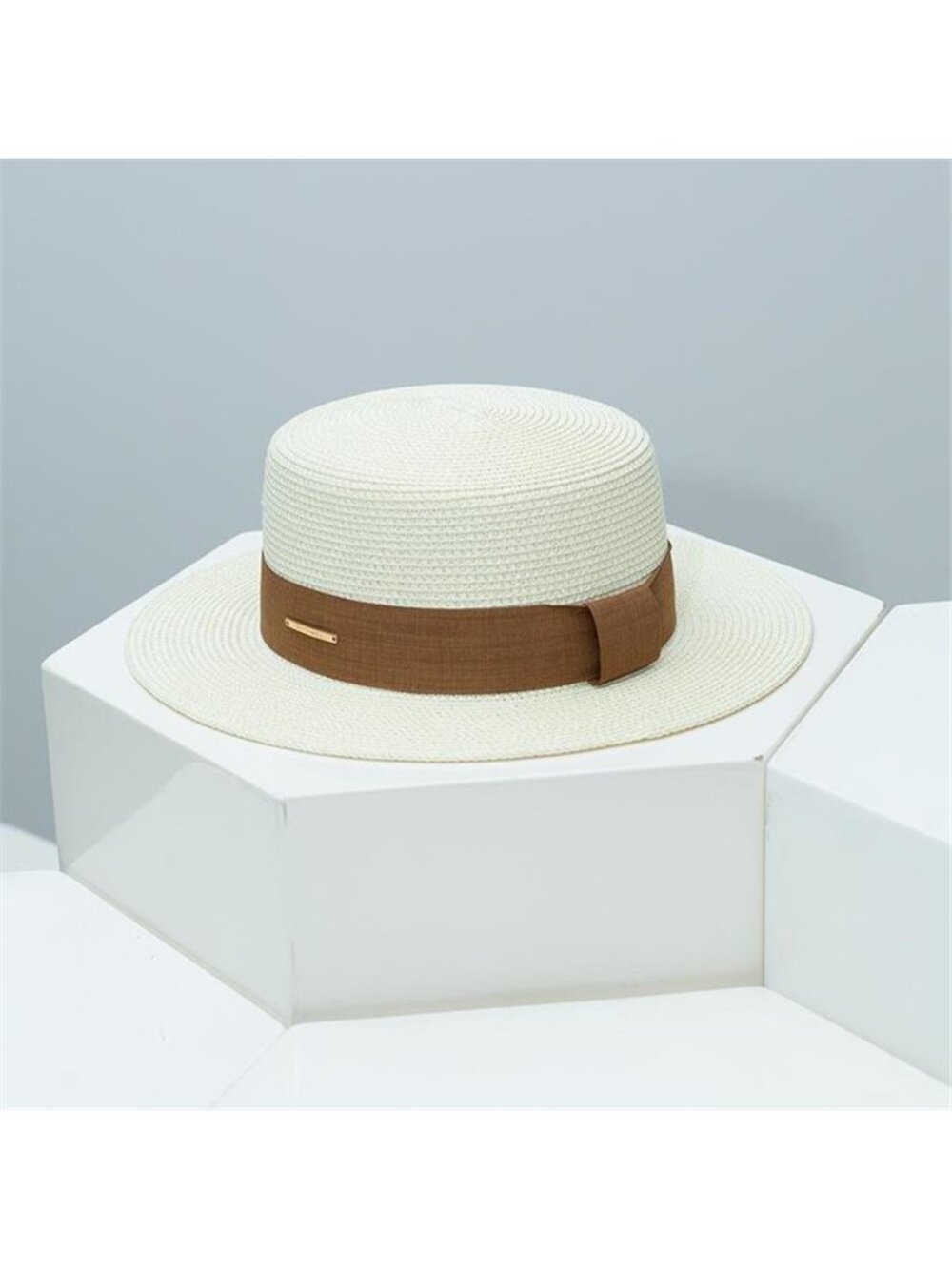 Straw Boater Hat with Ribbon - Picture 6 of 7